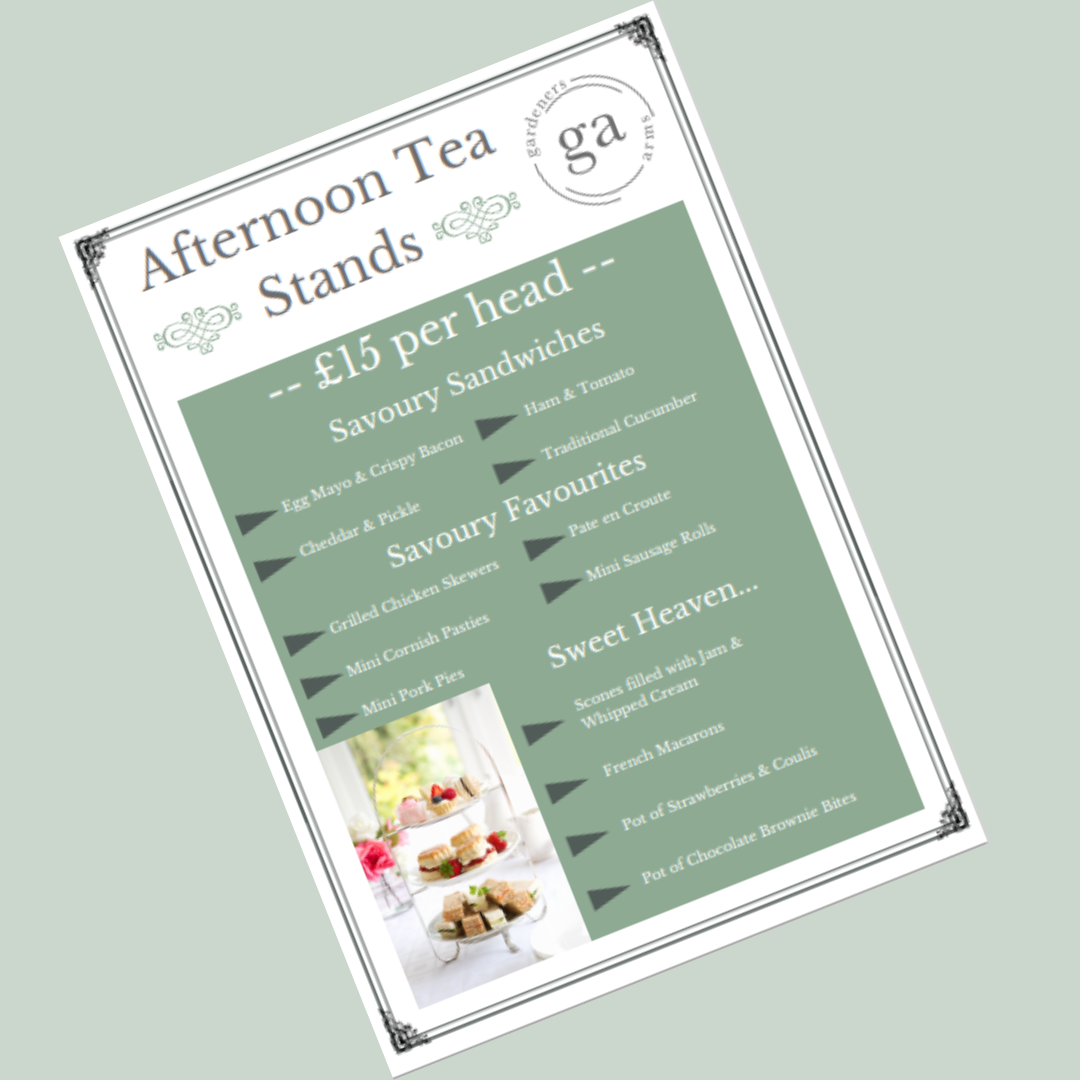 Afternoon Tea menu